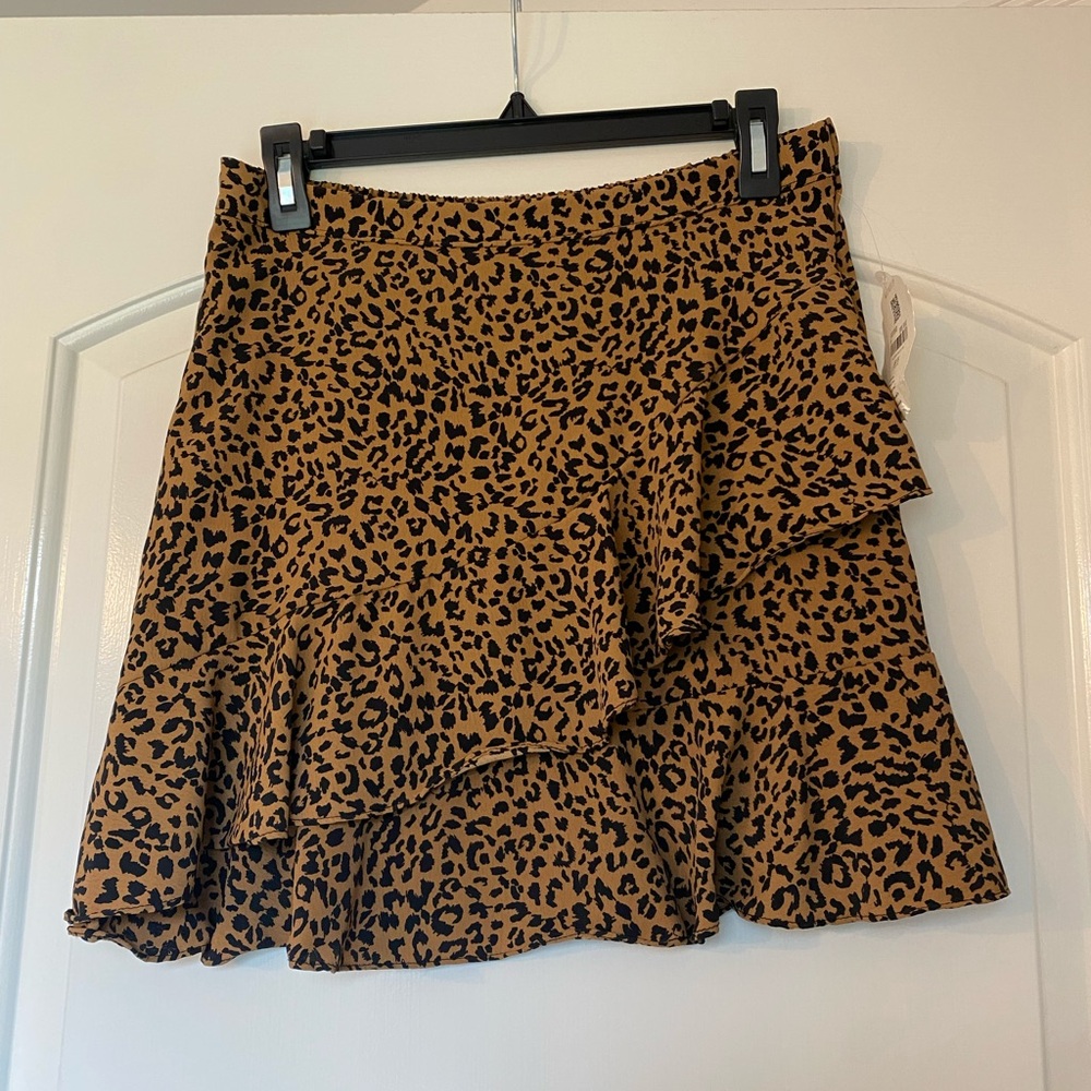 Altar'd State Asymmetrical Leopard Skirt - Brown and Black